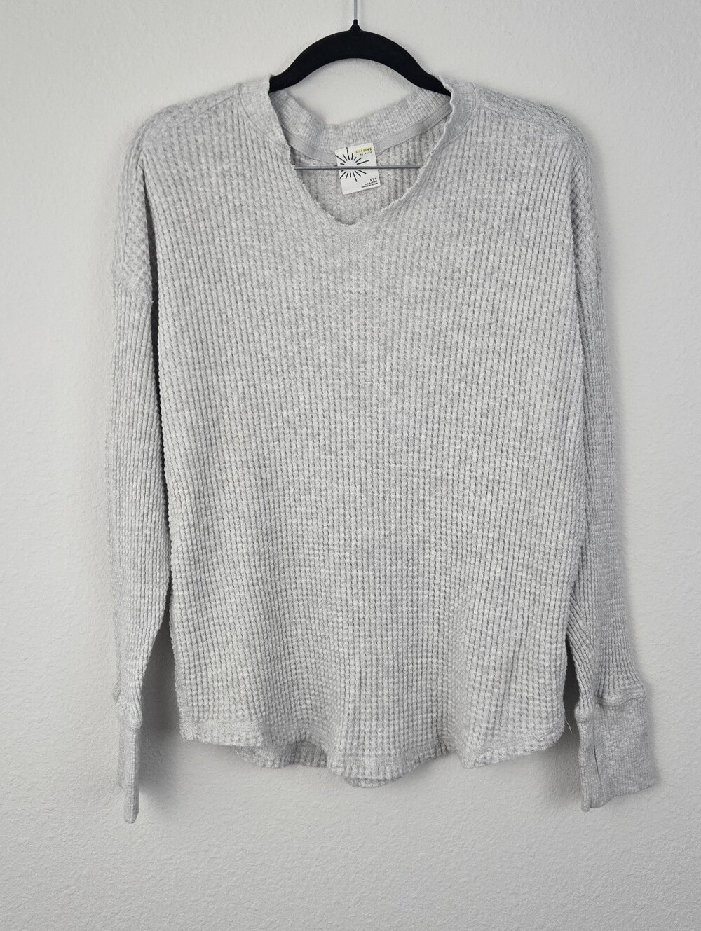 Gray Offline By Aerie Waffle Knit Long Sleeve Top
